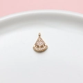 Elegant gold-plated fan-shaped charm pendant with micro-pave white cubic zirconia stones - Fan Shape Style (LF2607)