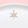 Colgante de copo de nieve chapado en oro con circonitas cúbicas redondas y marquise - Copo de Nieve Marquesa (01#)