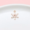 Colgante de copo de nieve en oro rosa con circonitas para creación de joyas DIY - Copo de Nieve Marquesa Oro Rosa (02#)