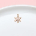 Colgante de copo de nieve dorado con circonitas para joyería DIY y collares - Copo de Nieve Pavé Piedra Clara (03#)