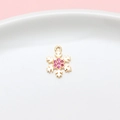 Colgante de copo de nieve con circón rosa chapado en oro para joyería DIY y collares - Copo de Nieve Piedra Rosa (04#)
