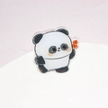 Cute acrylic cartoon panda badge holding fruit skewers on a soft purple background - 45mm / Candied Fruit Panda