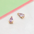 Pair of pear-shaped purple zircon teardrop pendants with gold plated claw setting for DIY jewelry - Light Purple