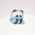 Cute acrylic panda charm with blue scarf and snowman for DIY accessories and pins - 45mm / Snowman And Panda