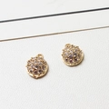 Goldener runder Zirkonia-Anhänger mit kleiner Öse für DIY-Schmuckherstellung und Design - Runder Klarer Strass Stil (01#)