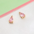 Pink pear-shaped crystal droplet pendant with golden claw setting for DIY jewelry - Pink