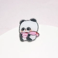 Cute panda acrylic charm featuring a pink LOVE heart and cape for DIY hair accessories - 45mm / Pink Heart Panda