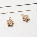 Goldener Fünfzackstern-Anhänger mit Zirkonia-Besatz für DIY-Schmuckherstellung - Pave Stern Klarer Strass Stil (03#)