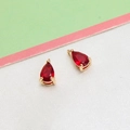 Pair of red faceted glass teardrop charms with gold claw setting for DIY jewelry - Red