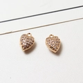 Golden heart-shaped copper charms with micro-paved zircons and integrated rings - Heart Clear Rhinestone Style (05#)