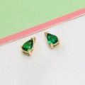 Pair of pear-cut green crystal pendants with gold claw settings for DIY jewelry - Green