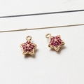 Star-shaped gold charm with pavé red zircon stones for DIY jewelry making and crafting - Star Red Rhinestone Style (06#)