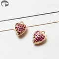 DIY jewelry heart pendant featuring red zircon inlay and 18k gold plated finish - Heart Red Rhinestone Style (07#)