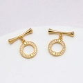 14k gold plated brass OT toggle clasp with sparkling cubic zirconia for DIY jewelry - 01# 12mm Round