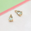 Pear-shaped light blue crystal pendant with gold-plated metal claw setting for DIY jewelry - Light Blue