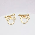 14k gold plated toggle clasp connector with hollow mouse charm for jewelry making - Bear Hollow Style (04#17mm)