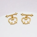 Fermoir OT en forme de cœur plaqué or 14k pour création de bijoux et colliers - Style Cœur Flèche (05#15mm)