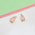 Pink pear-shaped crystal pendant with gold-plated metal base for DIY jewelry making - Jelly Pink