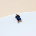 Blue rectangular crystal pendant with gold setting for DIY jewelry making and earrings - Dark Blue