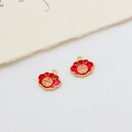 Golden Ruyi lock charms with red enamel and lucky motifs for DIY bracelets - Classic Ruyi Lock (02#)