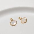 Macro detail of gold plated shell charms with iridescent mother of pearl and zircon - 20#11*14mm