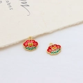 Traditional Ruyi lock charms with red and green enamel for DIY jewelry making - Red Green Coin Cloud (03#)