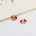 Chinese cloud enamel lock charm with red and cyan gold-plated finish for DIY jewelry - Fortune Incoming Style (04#)