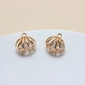 Macro detail of gold-plated shell charms with micro-pave zircons for DIY jewelry - Gold (06#) Hollow Shell