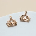 Macro shot of cubic zirconia paved crown charms for DIY jewelry making with front and back view - 10+ / Gold (01#) Round Dome Crown