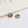 Golden Ruyi lock charm with red and green enamel and Pingan relief for DIY jewelry - Peace Ruyi Lock (06#)