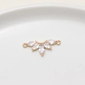 Curved gold-plated connector with five marquise-cut clear zircons for jewelry making - 07#10*24mm