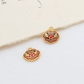 Traditional sand gold Ruyi lock pendant with colorful enamel flower and cloud patterns - Classic Floral Lock (08#)