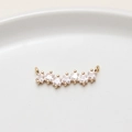 Curved golden willow-shaped jewelry connector with seven square-cut zircons - 08#8*25mm