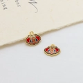 Traditional Ruyi lock charms in gold metal with red and blue enamel for DIY jewelry - Blue Red Ruyi Cloud Lock (09#)