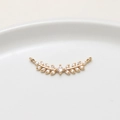 Gold plated curved leaf willow charm with cubic zirconia for jewelry making - 01#9*25mm