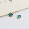 Cloud-shaped Ruyi lock charm with green enamel and gold Fu character for DIY jewelry - Cyan Fortune Cloud (12#)