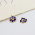 Traditional Ruyi gold pendant with blue enamel for DIY handmade jewelry crafts - Deep Blue Ruyi Cloud (16#)