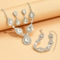 Elegant silver-toned bridal jewelry set featuring pear-shaped crystals and sparkling stones - White Style (G0185+778)