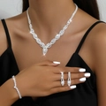 Brautschmuck-Set mit Marquise-Schliff Zirkonia-Halskette Armband und Ohrringen im Set - Blatt Silber 3-Teiliges Set