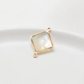 Colgante de rombo con nácar, borde de cobre dorado y anillos dobles para joyería artesanal - Estilo Rombo (01#16*21mm)