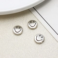 Perles plates rondes avec smiley en argent antique pour fabrication bijoux DIY - Style Visage Souriant (03#10mm)