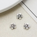 Trois perles intercalaires fleur argent vieilli pour bijoux DIY avec design métal - Style Fleur à Six Pétales (04#8mm)