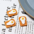 Miniature resin toast with fried egg DIY charms for phone cases and craft projects - Egg on Toast