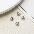 Set of four vintage heart-shaped silver alloy beads for DIY jewelry making - Textured Heart Style (20#6mm)