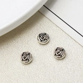 Three vintage silver-style rose flower metal spacer beads for DIY jewelry making - Vintage Rose Style (16#7mm)