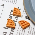 Miniature resin waffle set in caramel orange with detailed grid texture for DIY crafts - Waffle