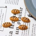 Set of 5 miniature resin croissants with chocolate drizzle for DIY craft accessories - Red Bean Bread