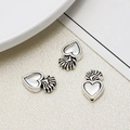 Three-piece vintage silver heart charms with flame texture for DIY jewelry making - Feather Heart Style (18#10*16mm)