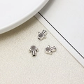 Three vintage silver Hamsa hand charms with evil eye motifs for DIY jewelry making - Hamsa Hand Style (30#7*9mm)