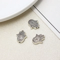 Vintage silver Hamsa Hand charm with religious relief for DIY jewelry making - Religious Medal Hamsa Style (31#13*15mm)